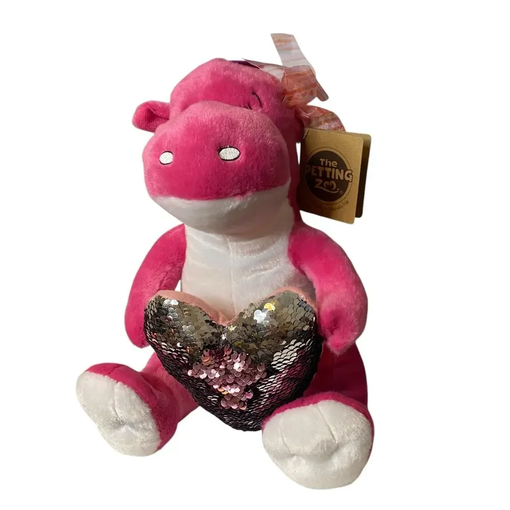 NWT The Petting Zoo Pink Dragon with Shimmery Heart Plush 10